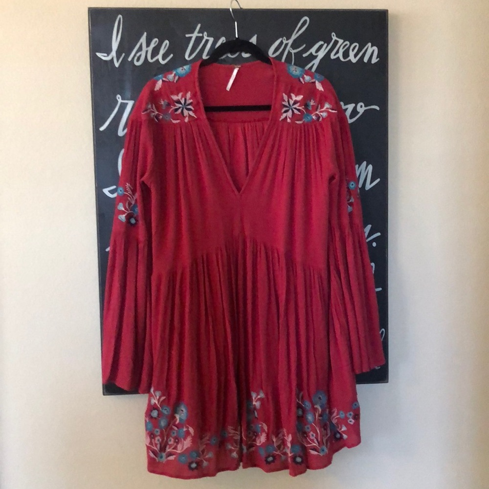 Free People Red Trapeze Dress